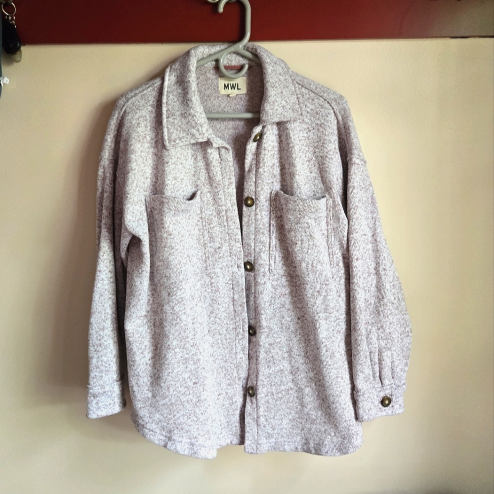Madewell Heather Thistle Oversized Button-up Fleece Shirt-jacket - M